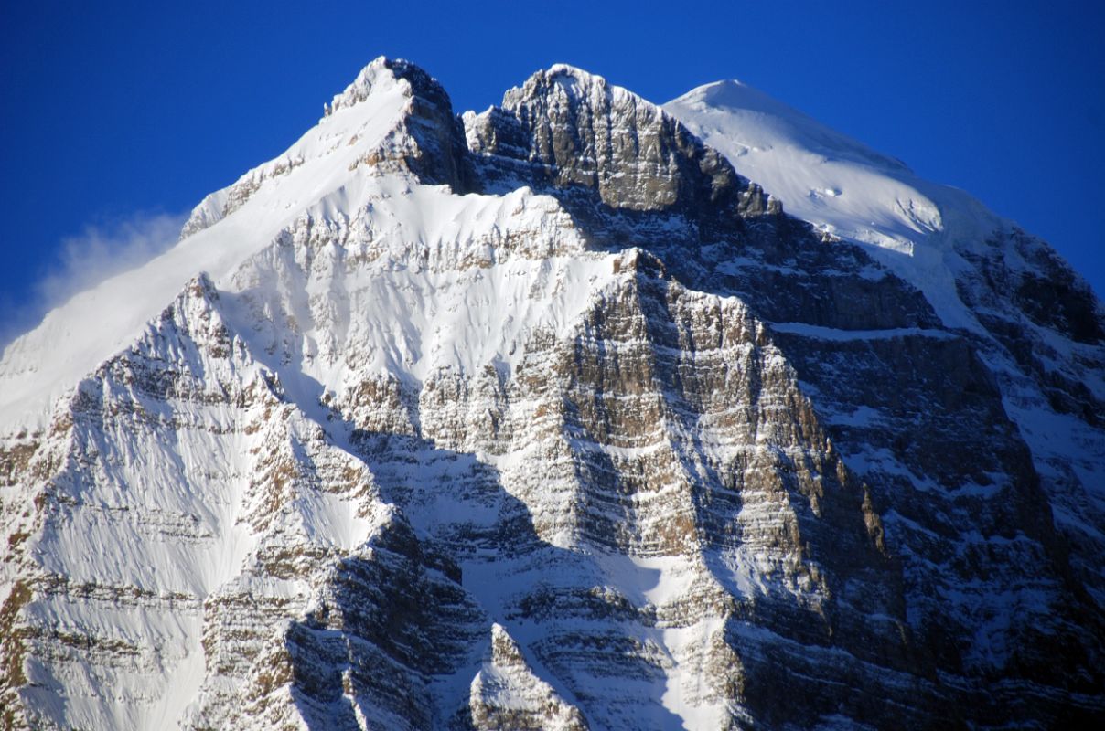 11 Mount Temple South Face Morning From Trans Canada Highway Driving Between Banff And Lake Louise in Winter